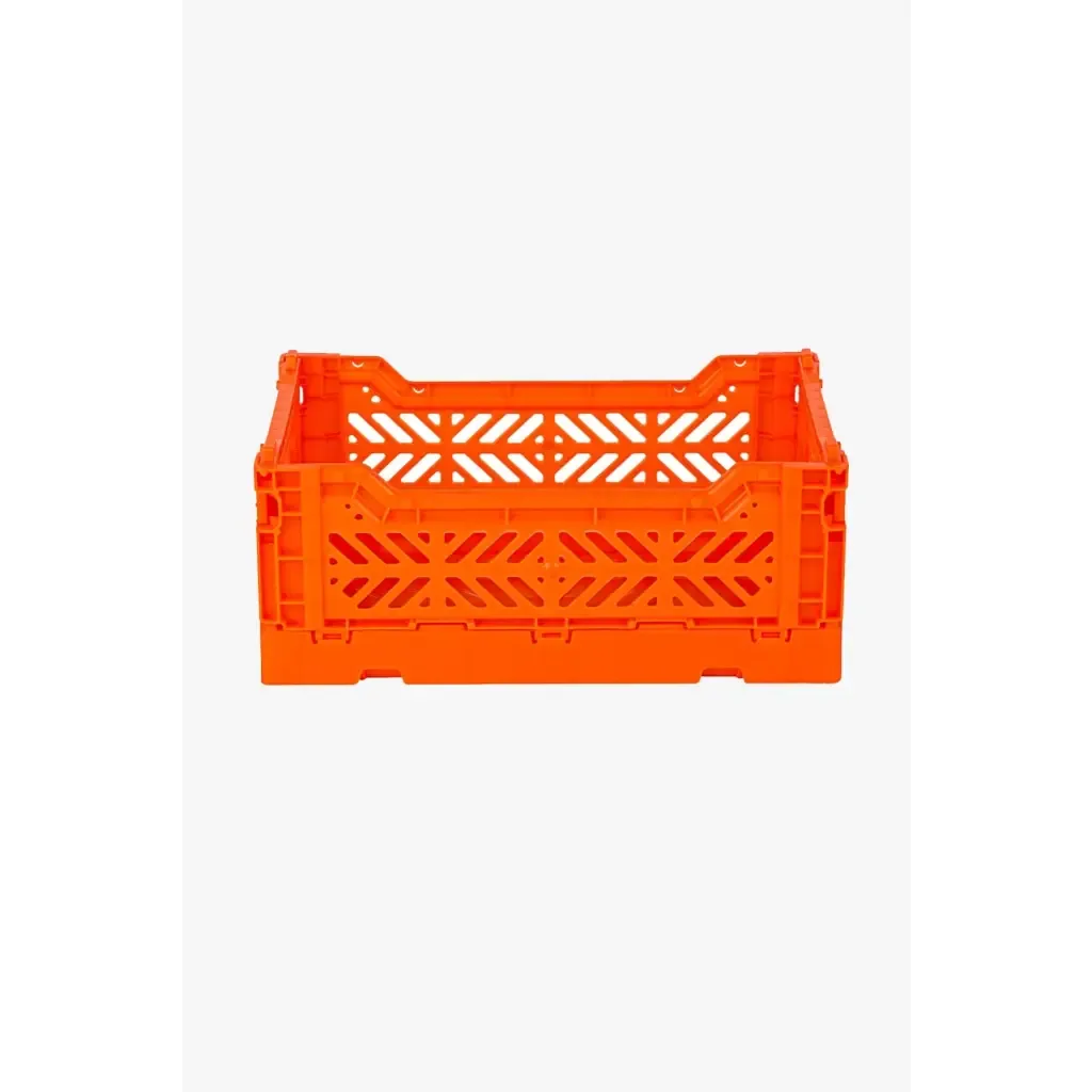 Foldable Storage Bins, Plastic Crate for Storage, Collapsible Crate, Utility Stackable Box Small Orange