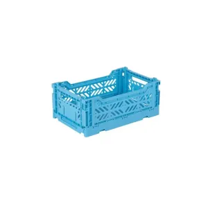 Foldable Storage Bins, Plastic Crate for Storage, Collapsible Crate, Utility Stackable Box Small Turquoise