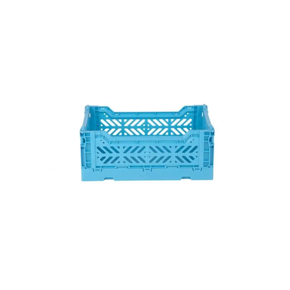 Foldable Storage Bins, Plastic Crate for Storage, Collapsible Crate, Utility Stackable Box Small Turquoise