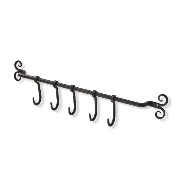 Forged Mounted Towel Rod w/ Hooks