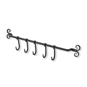 Forged Mounted Towel Rod w/ Hooks