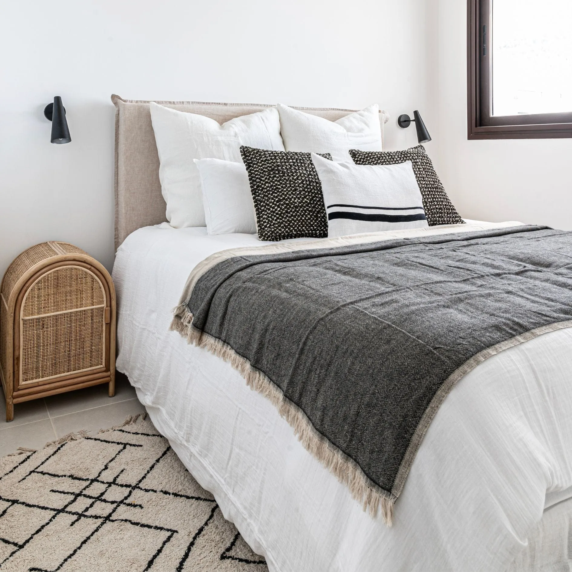 Fouta Throw | Double-Sided | Black 135x185cm