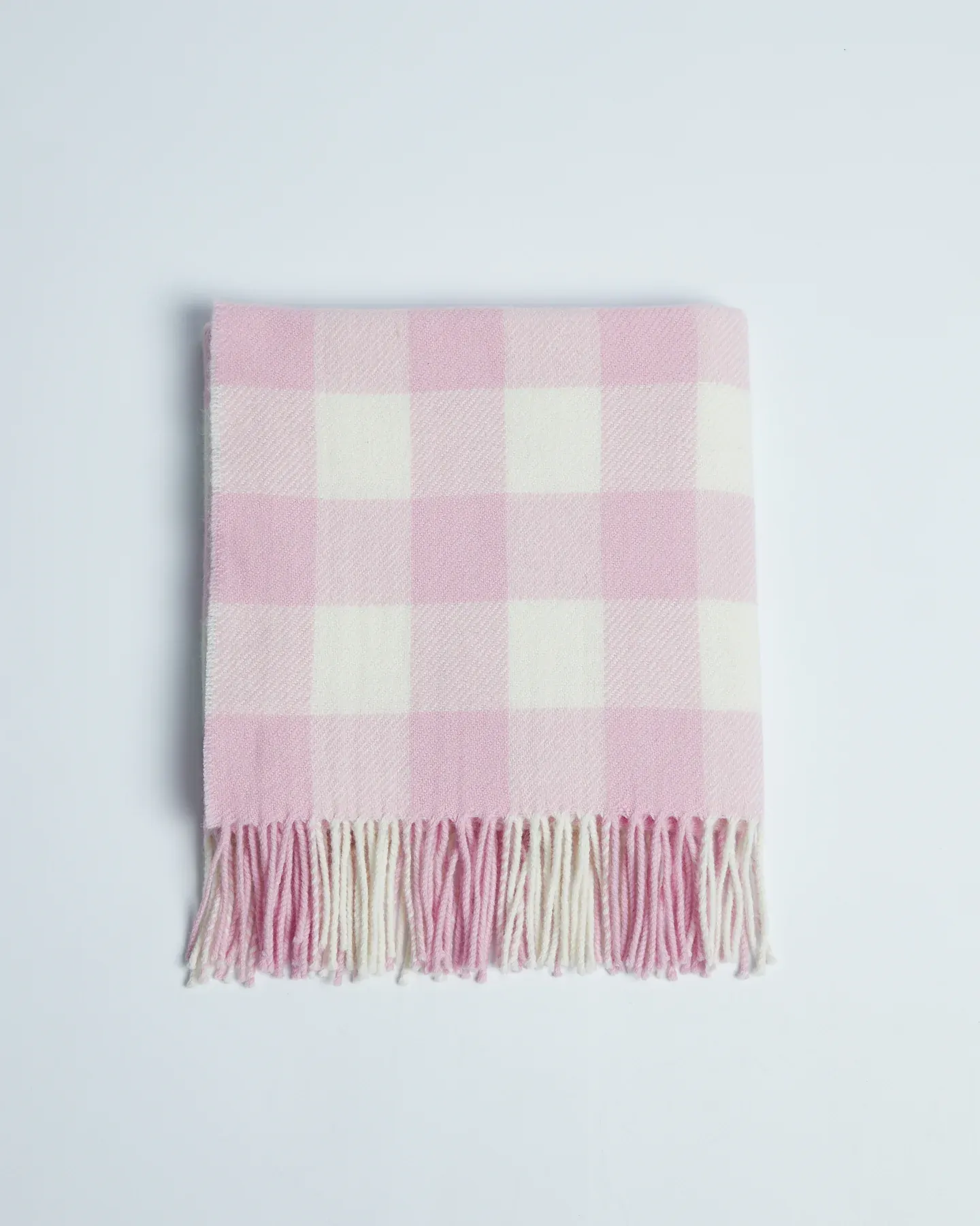 Foxford Pink Check Lambswool Baby Blanket