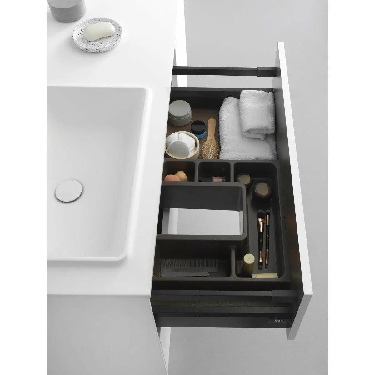 Frontline Matt White Floor Standing Bluetooth Vanity Unit with Ceramic Moon Basin & Slatted Leg (900mm)