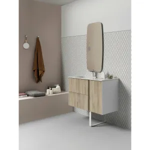 Frontline Oak Floor Standing Vanity Bluetooth Vanity Unit with Solid Surface Basin & Slatted Leg (900mm)