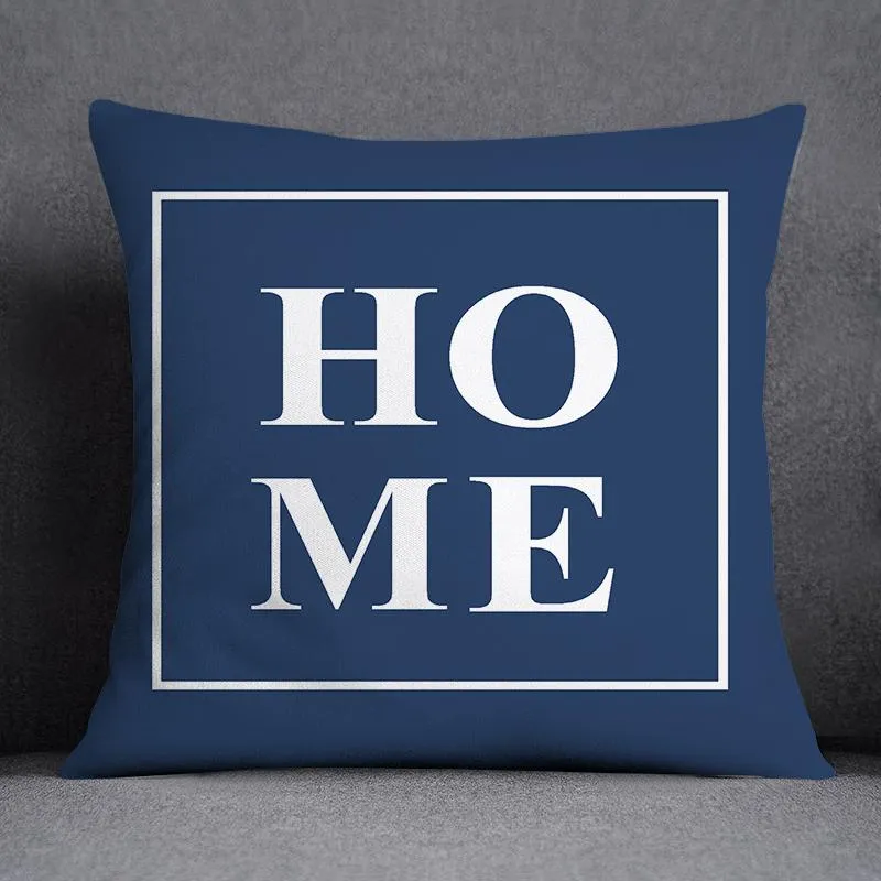 Geometric Pattern Polyester Blue Grey Cushion Cover