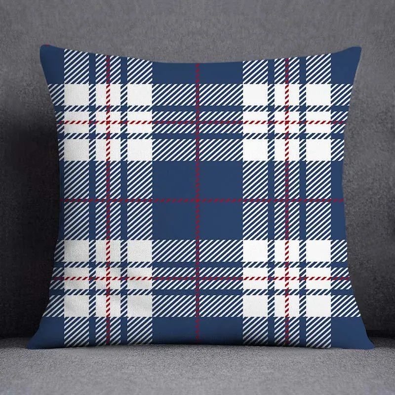 Geometric Pattern Polyester Blue Grey Cushion Cover