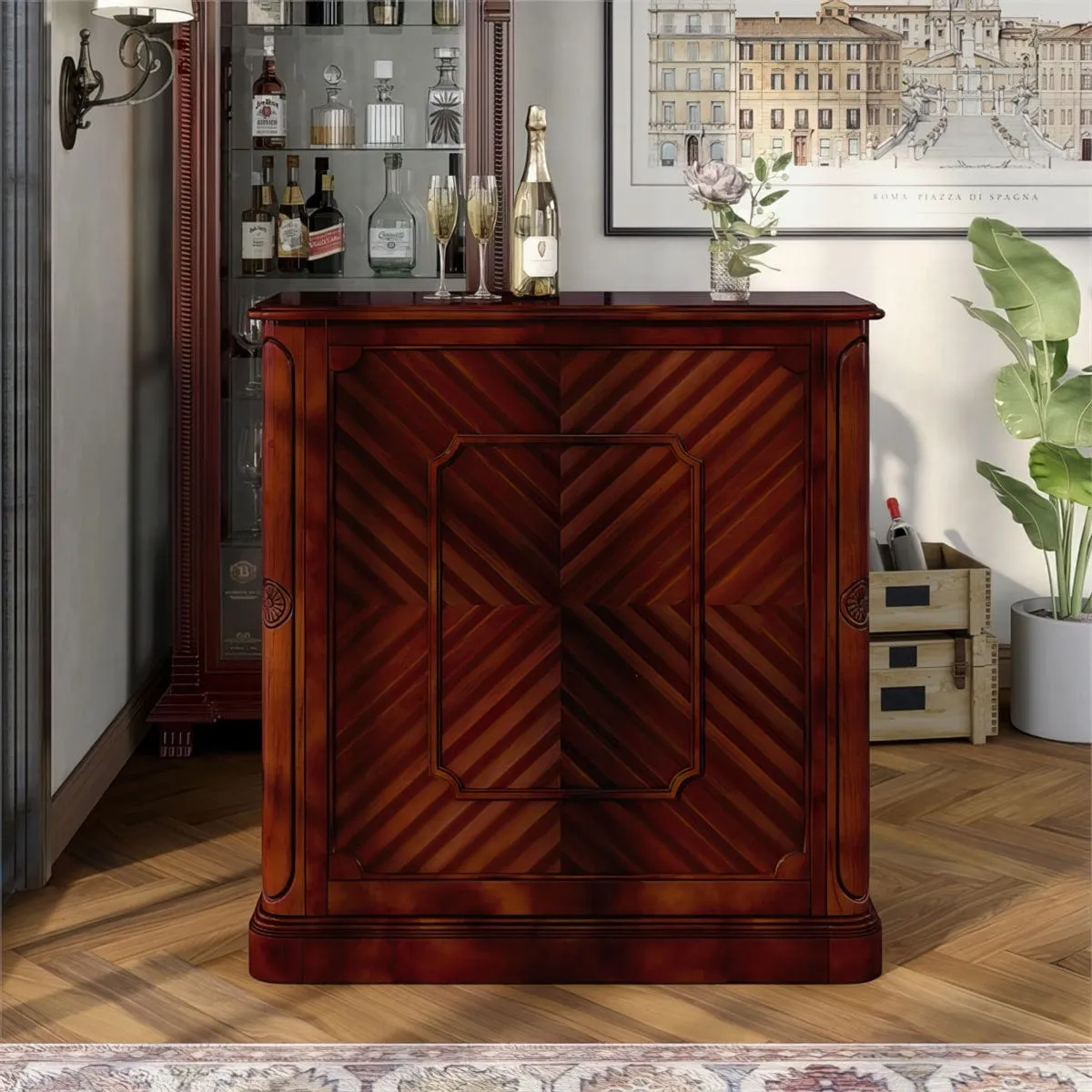 Georgia Traditional Wood Multi-Storage Wine Bar
