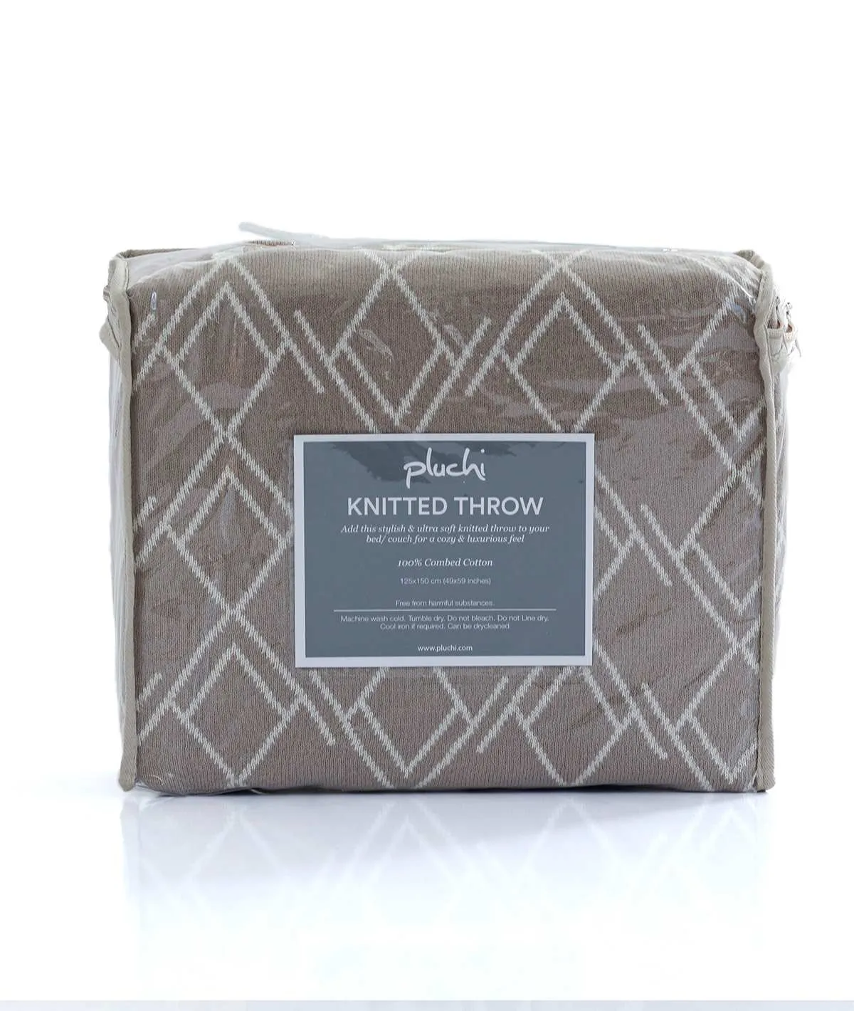 Gianna Stone and Natural Cotton Knitted Throw /Blanket / Dohar For Round The Year Use