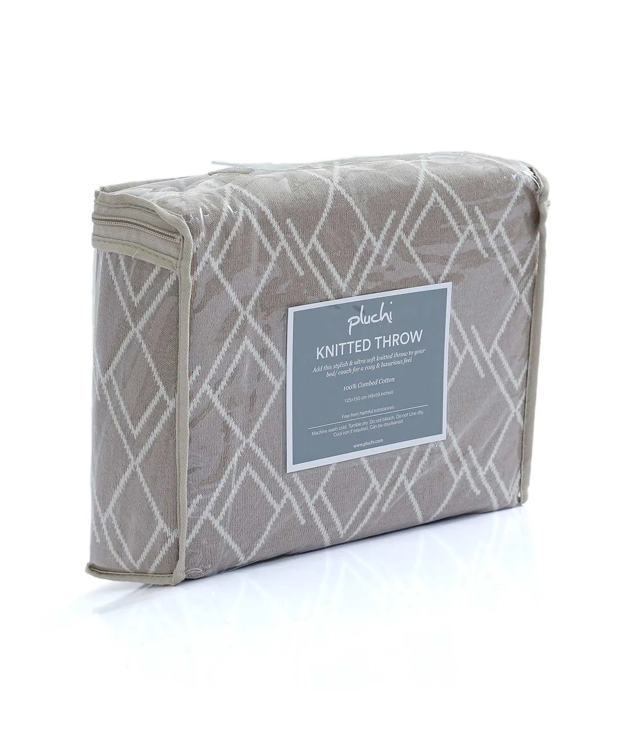 Gianna Stone and Natural Cotton Knitted Throw /Blanket / Dohar For Round The Year Use