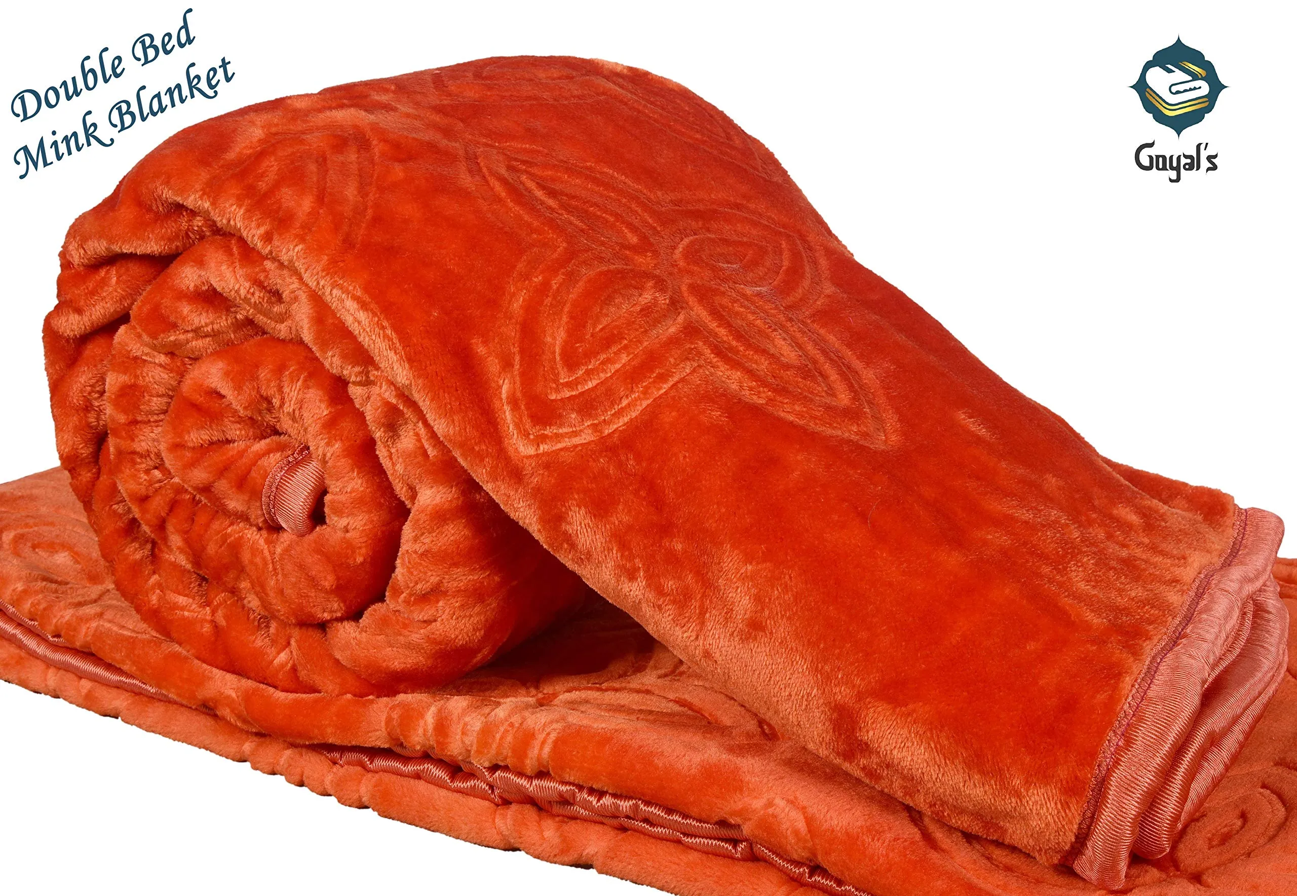 Goyal's Floral Embossed Mink Double Bed Blanket for Heavy Winters