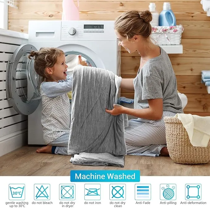 Gray Summer Naked Sleep Cool Comfort & Pillowcase Set Bundle