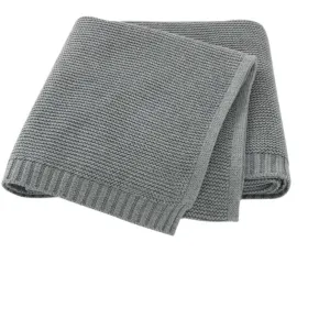 Grey Knitted Cotton Blanket