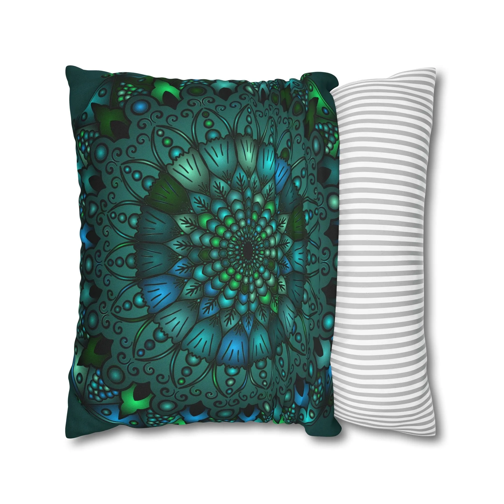 Hand-drawn Mandala Art Pillowcase - Petroleum Green