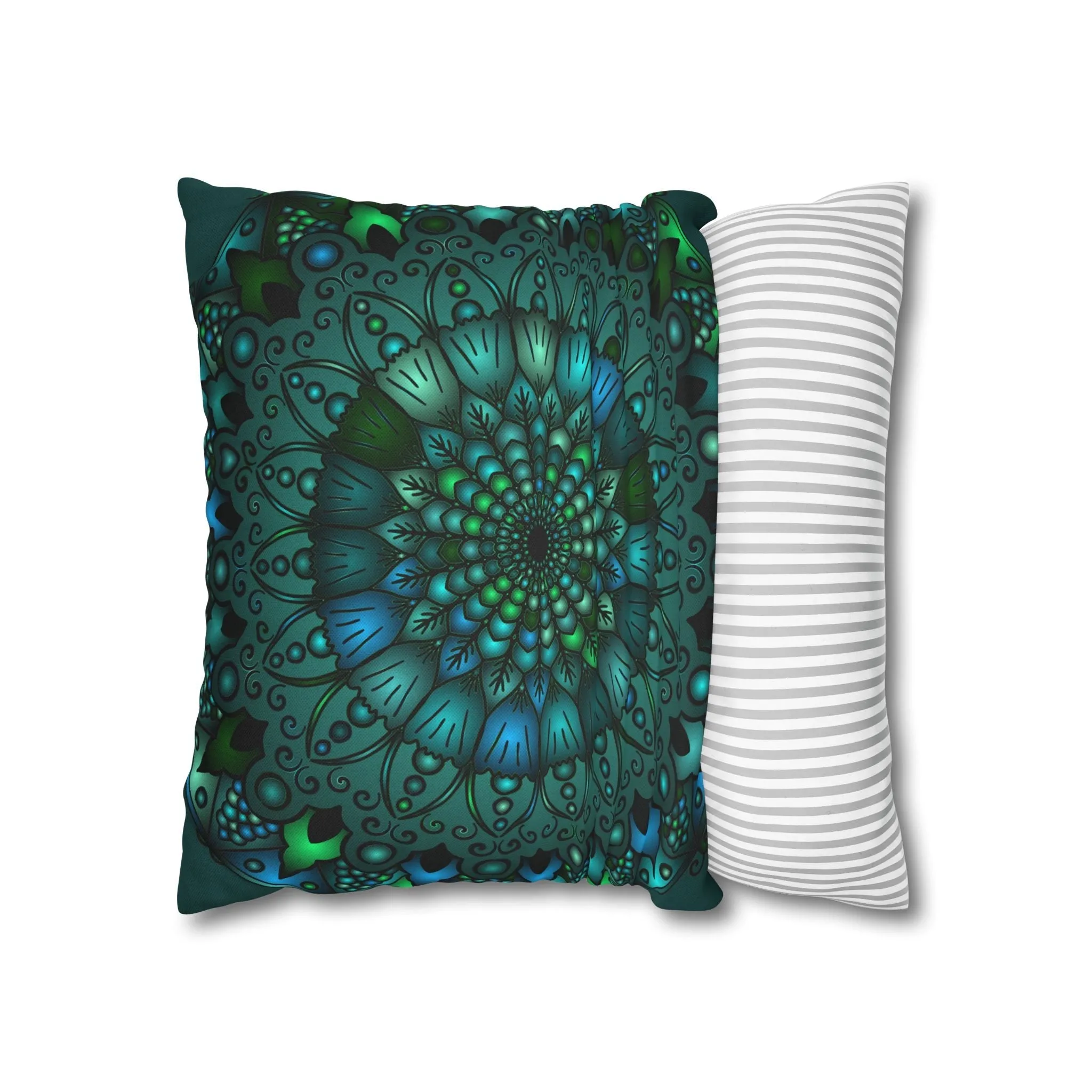Hand-drawn Mandala Art Pillowcase - Petroleum Green