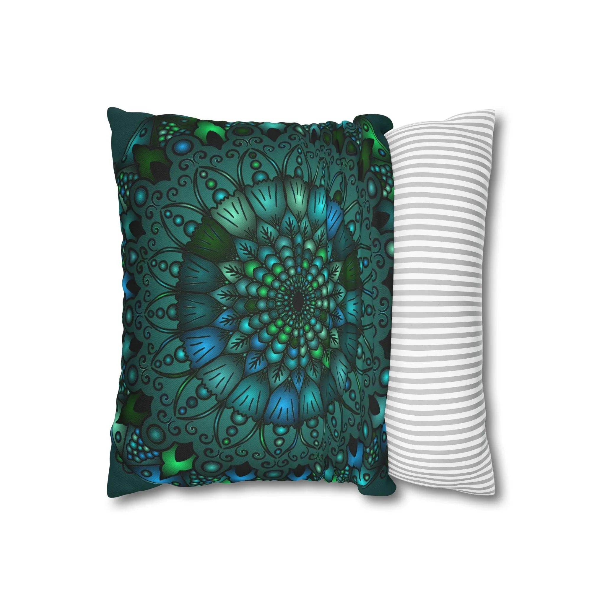 Hand-drawn Mandala Art Pillowcase - Petroleum Green