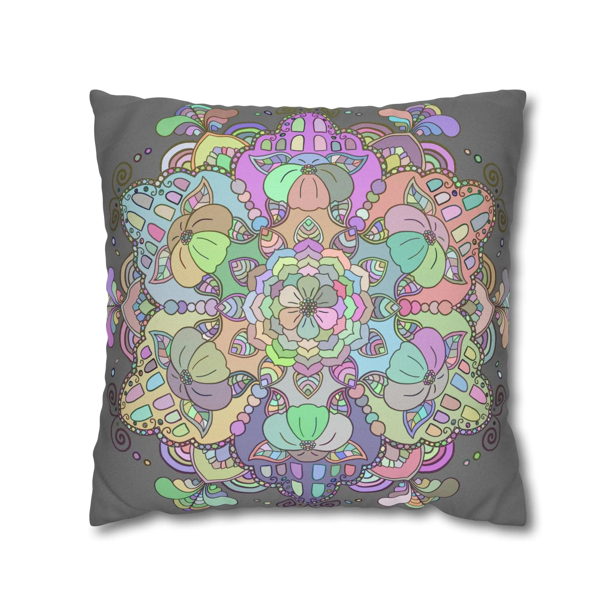 Handmade Mandala Art Pillowcase - Pastel Colors