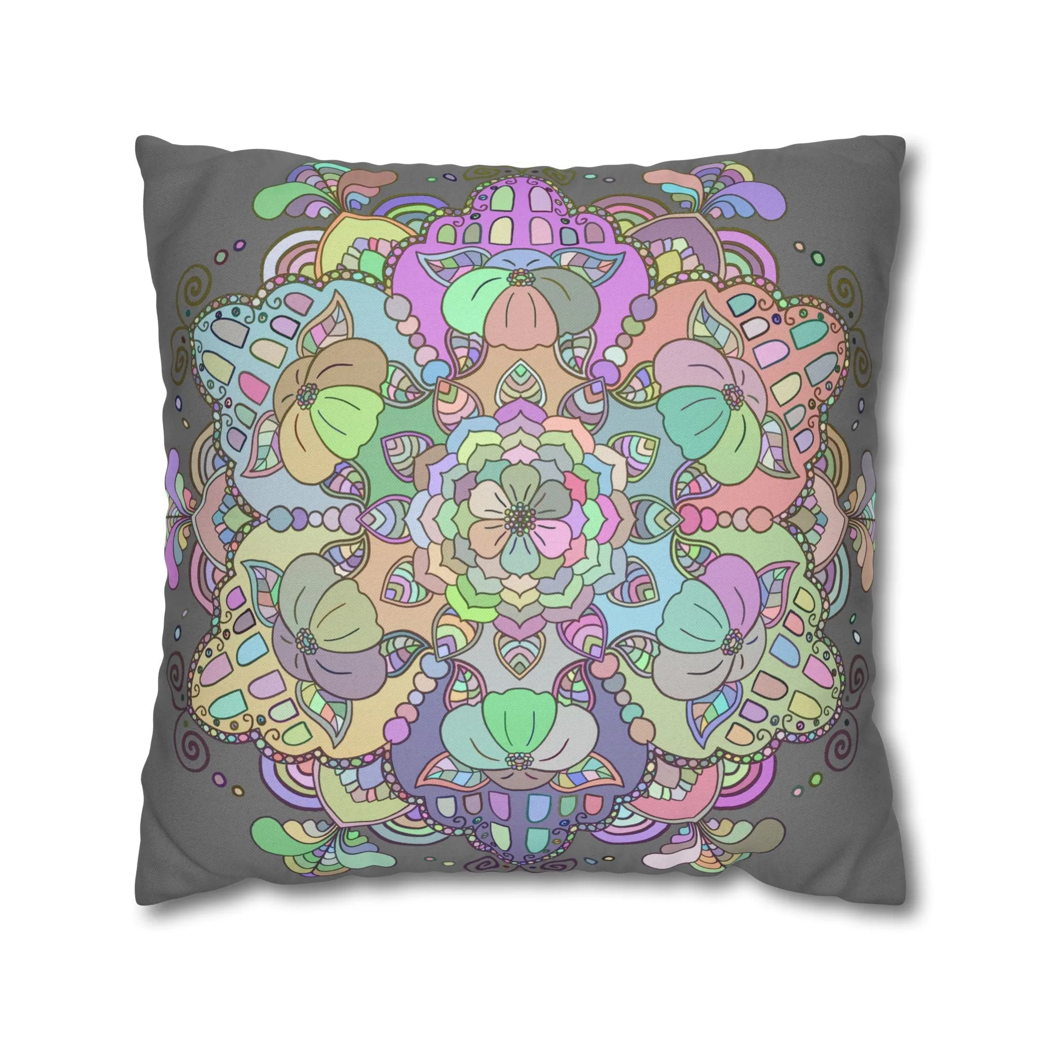 Handmade Mandala Art Pillowcase - Pastel Colors