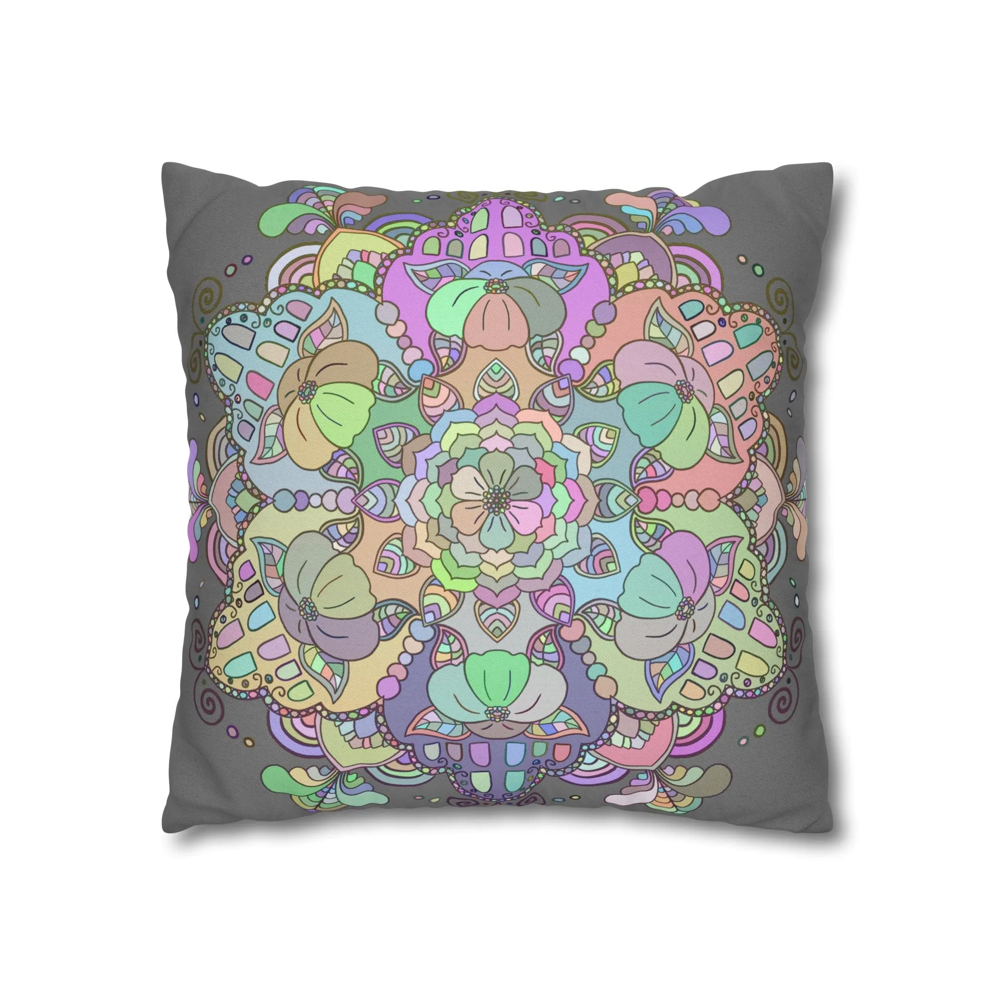Handmade Mandala Art Pillowcase - Pastel Colors