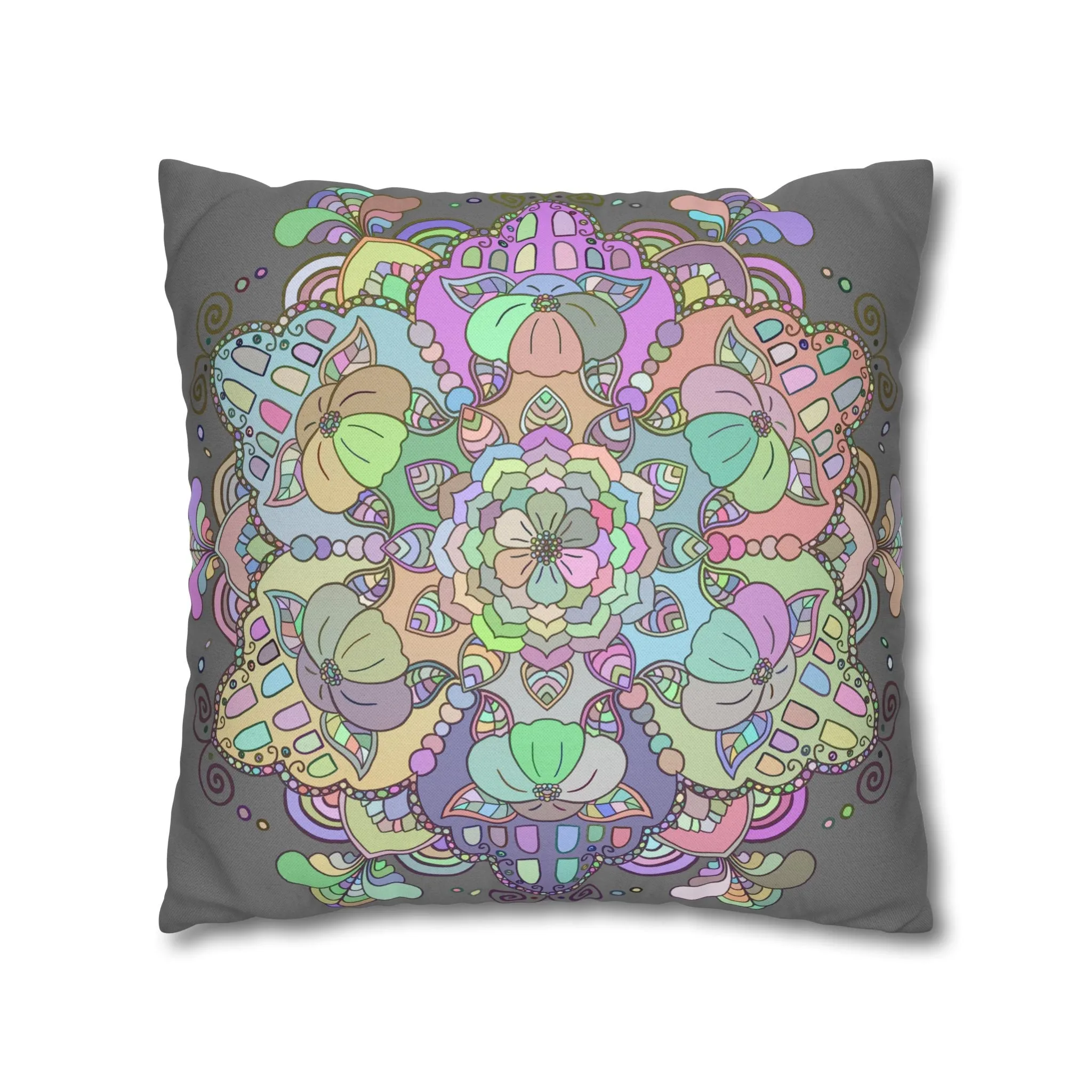 Handmade Mandala Art Pillowcase - Pastel Colors