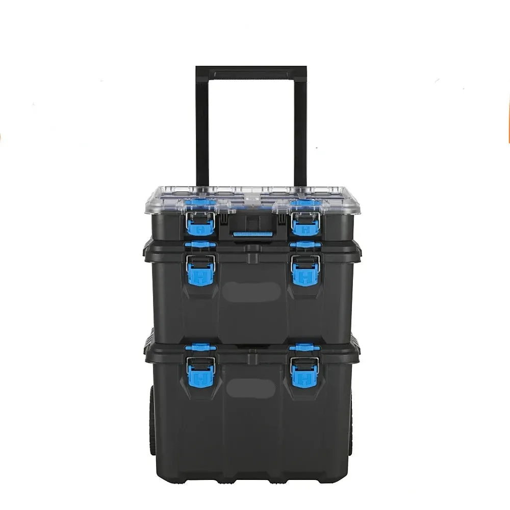 HART Stack System, Mobile Toolbox for Storage and Organization, 3 Piece Resin Plastic Modular Toolbox System