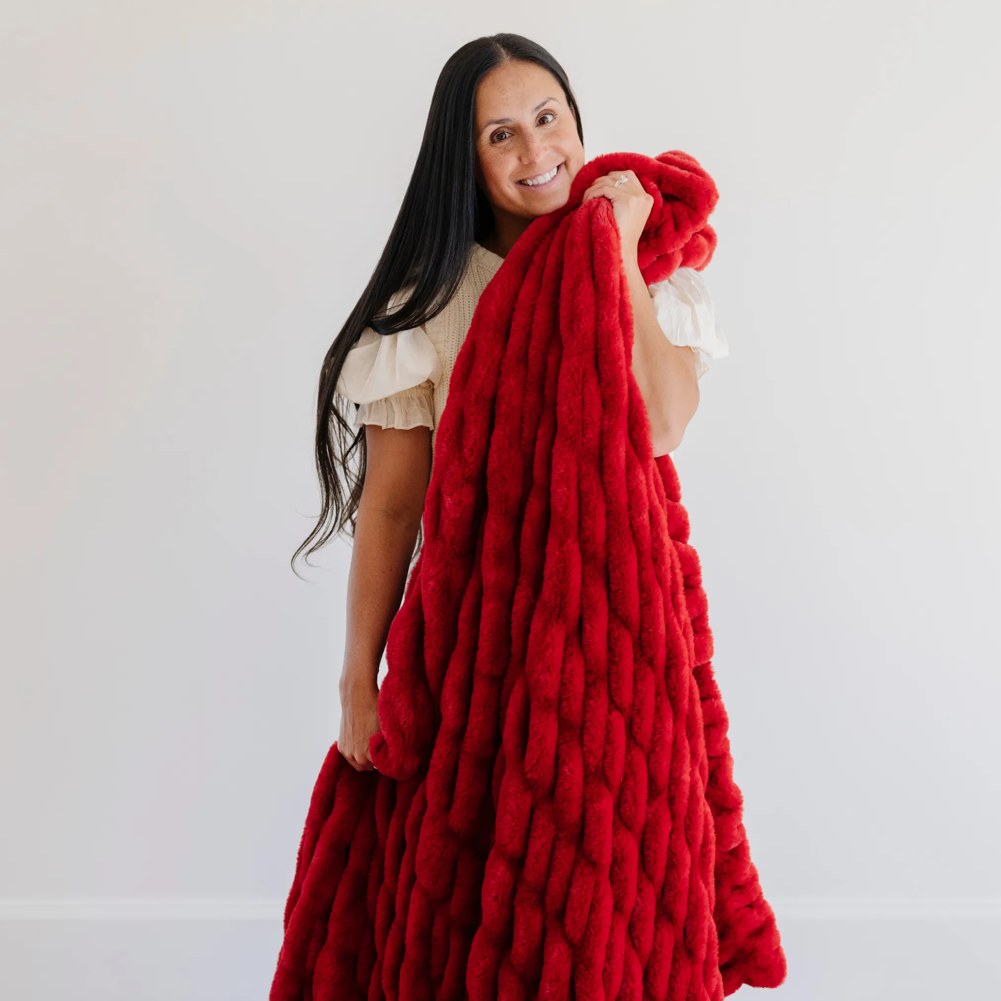 HOLIDAY DOUBLE RUCHED FAUX FUR XL THROW BLANKETS