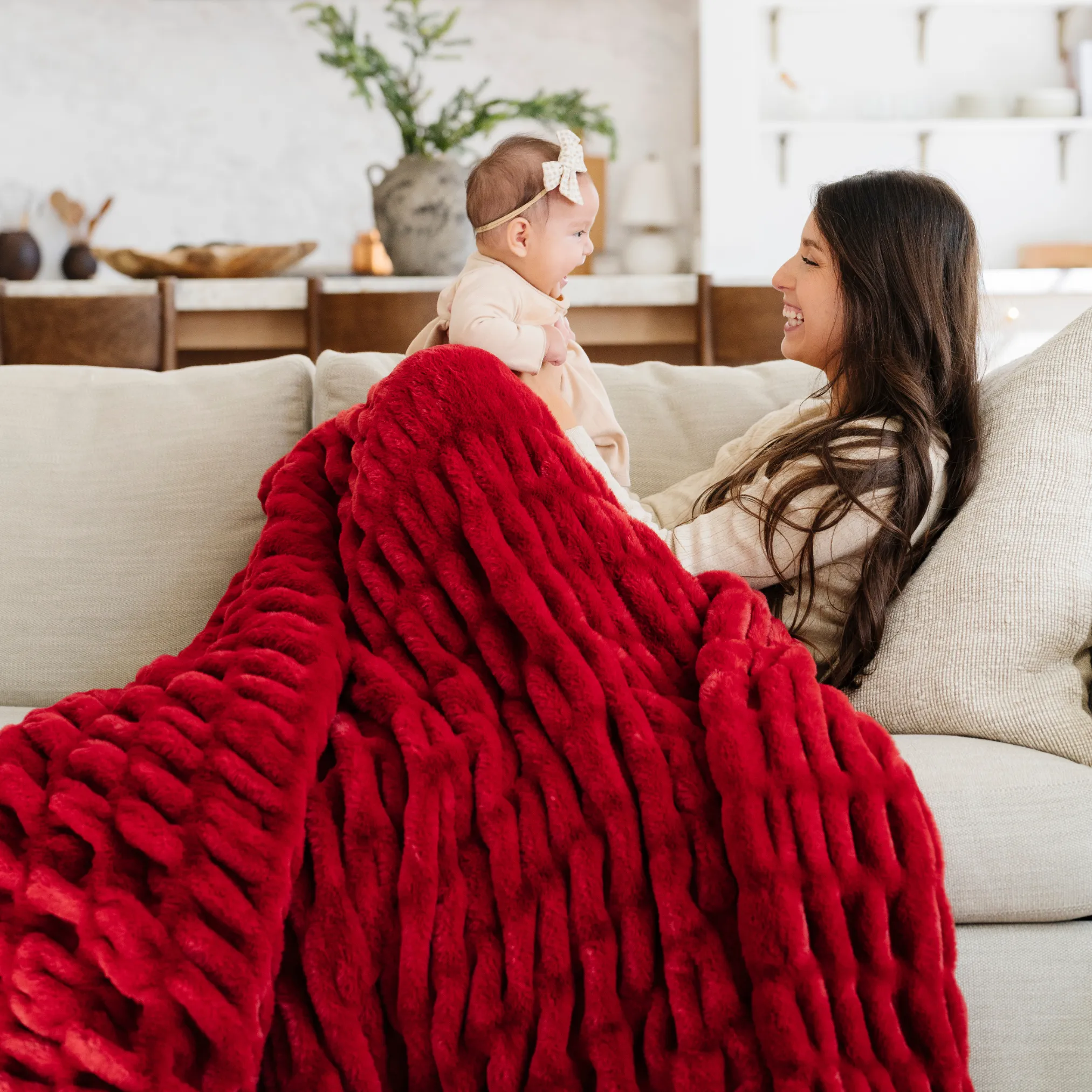 HOLIDAY DOUBLE RUCHED FAUX FUR XL THROW BLANKETS
