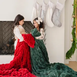 HOLIDAY DOUBLE RUCHED FAUX FUR XL THROW BLANKETS