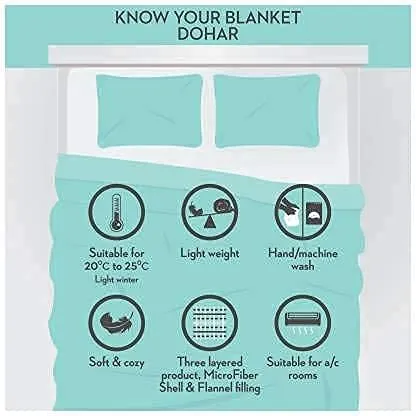 HomyReef 100% Cotton Reversible Ac Dohar Single Bed Size| AC Blanket |Dohar|Quilt|Summer Dohar | Soft Light-Weight Bed Blanket (Design 12, Single Bed - 85x55 Inch)