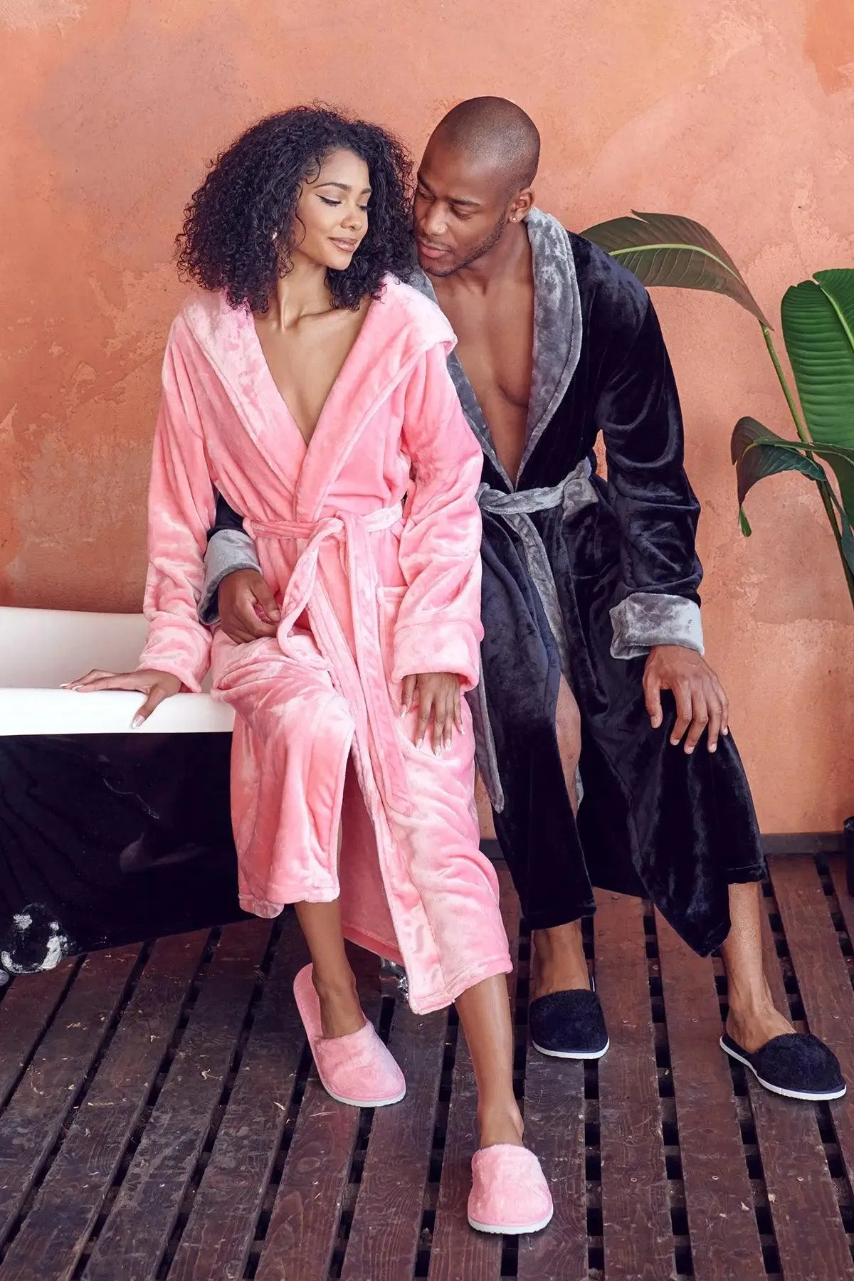 Hooded Plush Bathrobes for Women