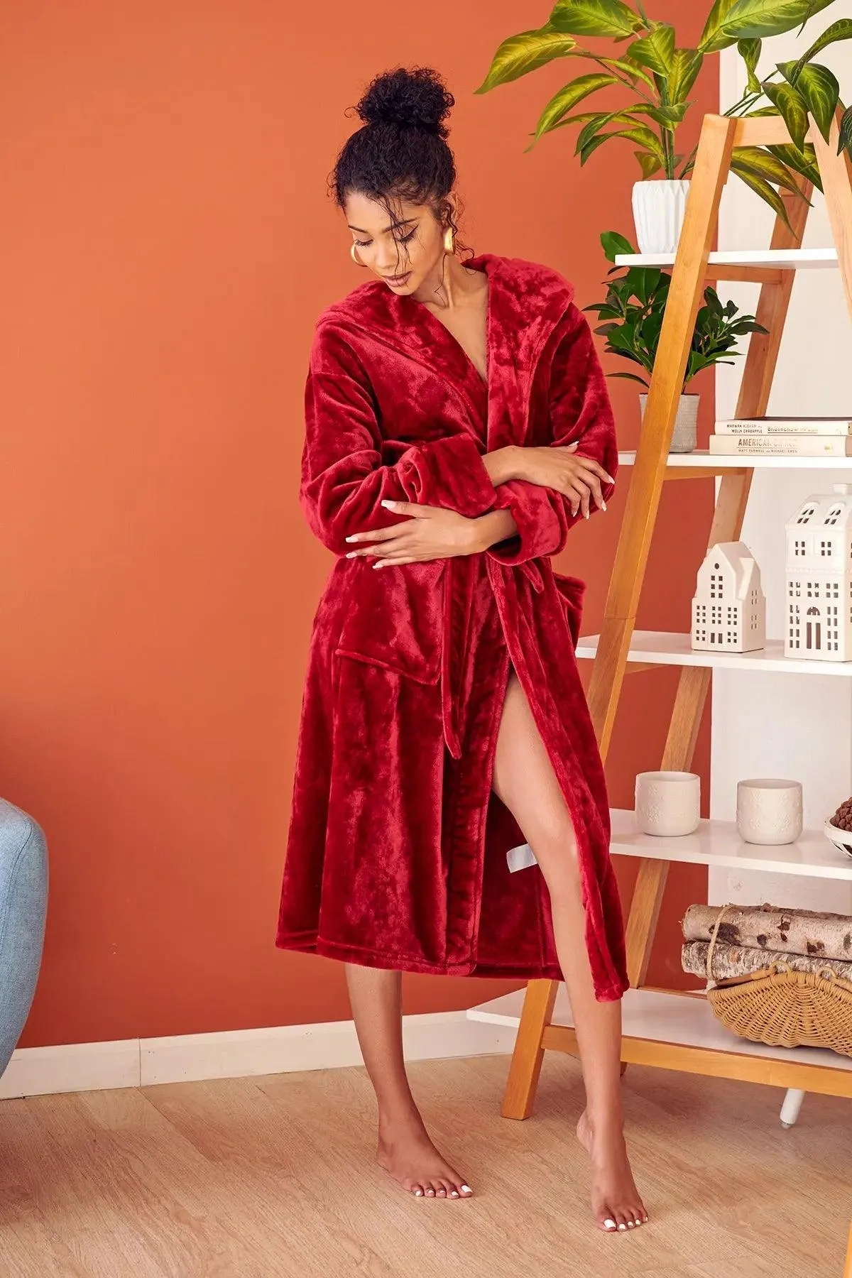 Hooded Plush Bathrobes for Women