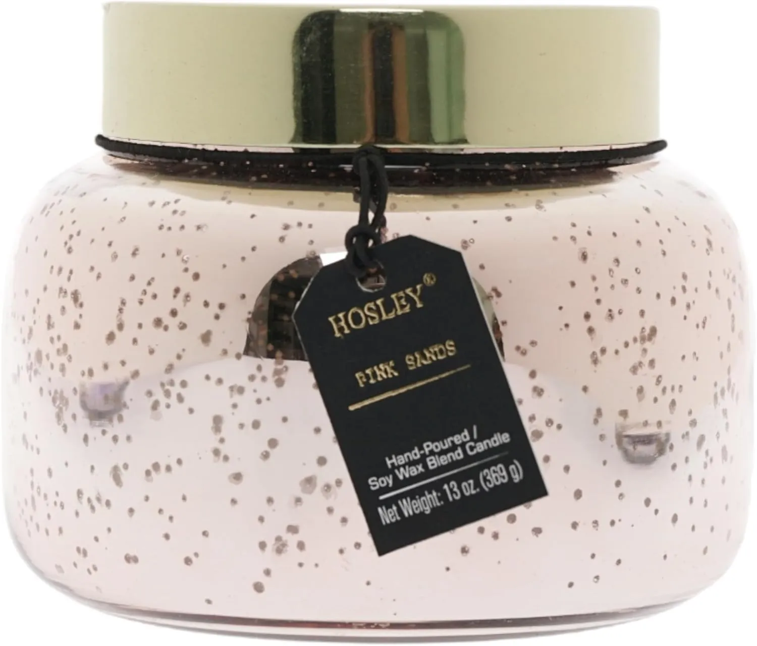 HOSLEY Pink Sand Fragrance Jar Candle with Metal Lid| Scented Rose Gold Glass Candle Perfect for Home Decor|70-75 Hours Burning Time| Long Lasting| Clean Burning Smokeless|Pack of 1 (13 Oz Wax)