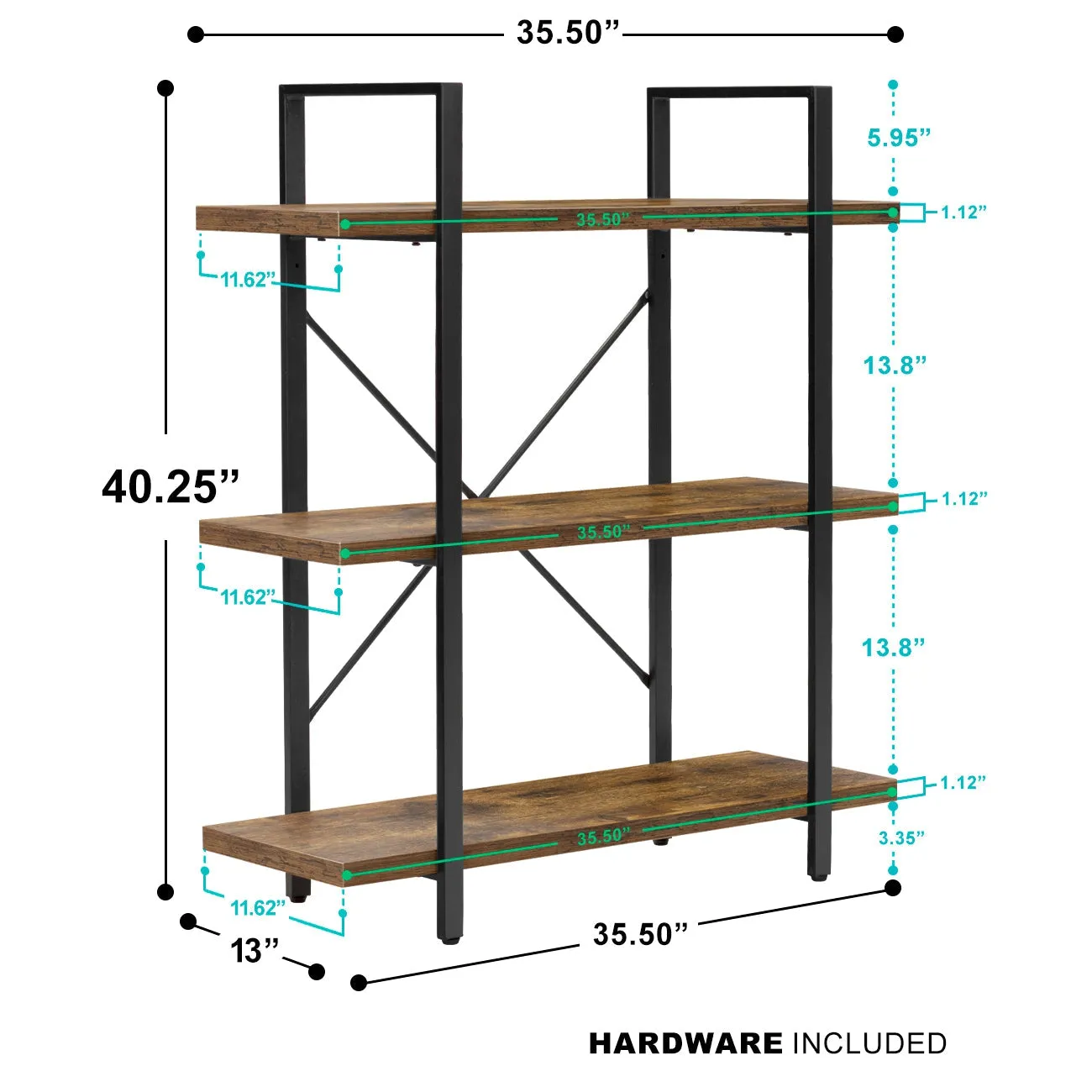 Industrial Bookshelf (3 Tier)