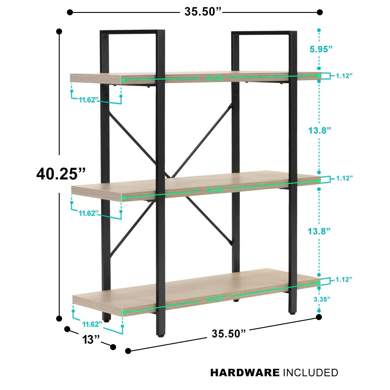 Industrial Bookshelf (3 Tier)
