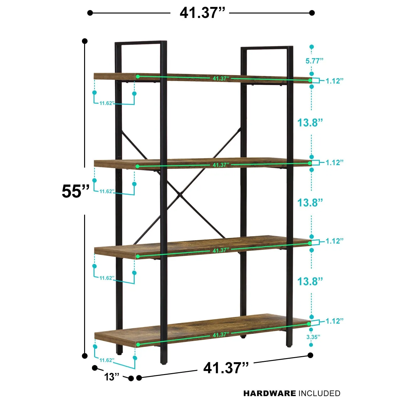 Industrial Bookshelf (4 Tier)