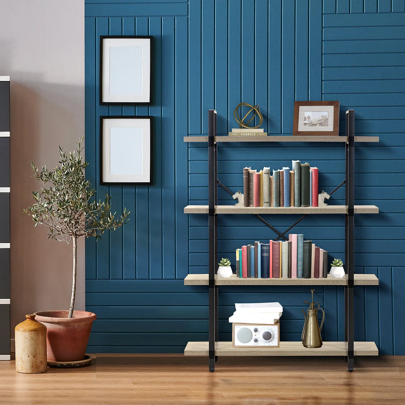 Industrial Bookshelf (4 Tier)