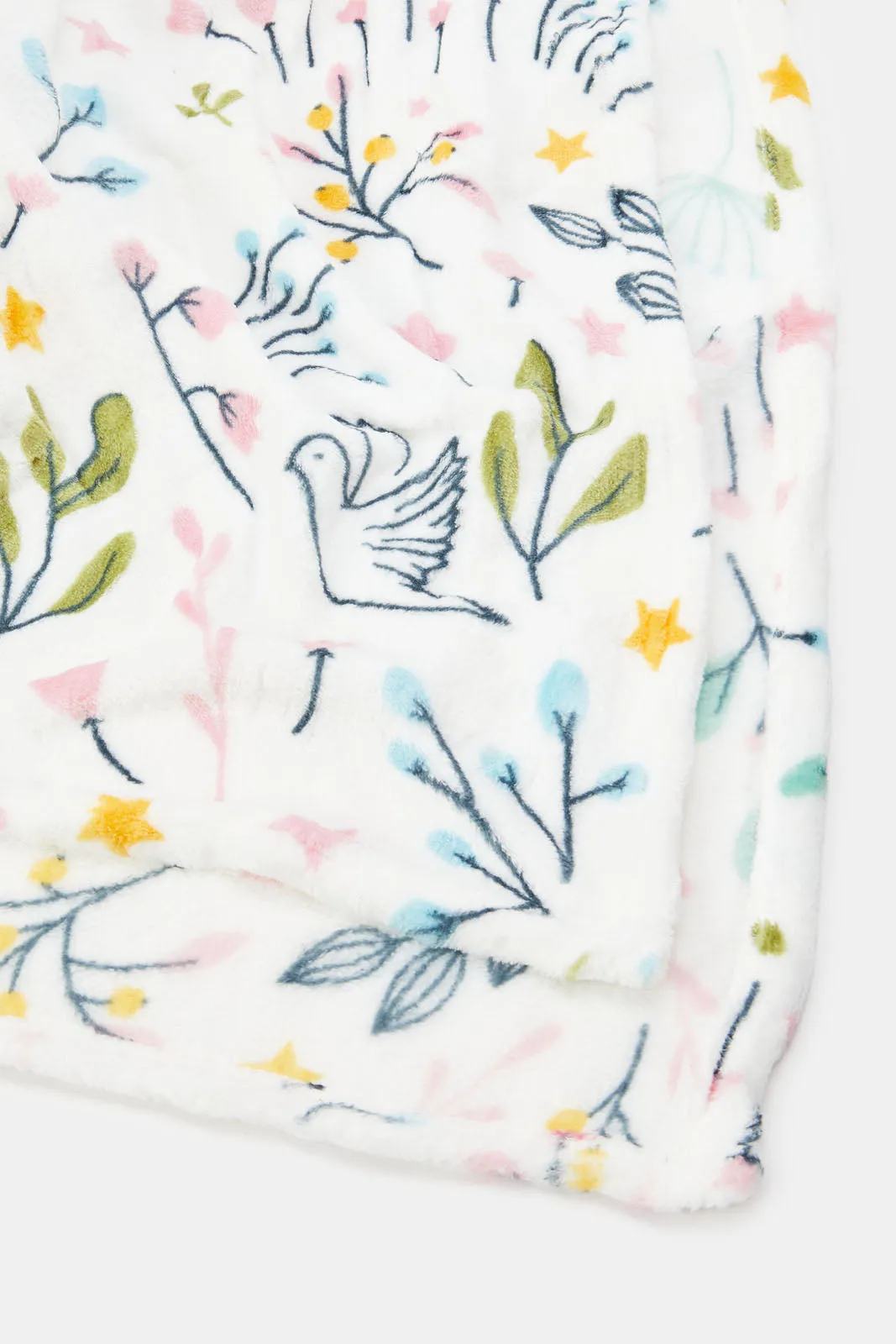 Ivory Floral Printed Kids Blanket