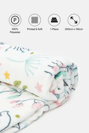 Ivory Floral Printed Kids Blanket