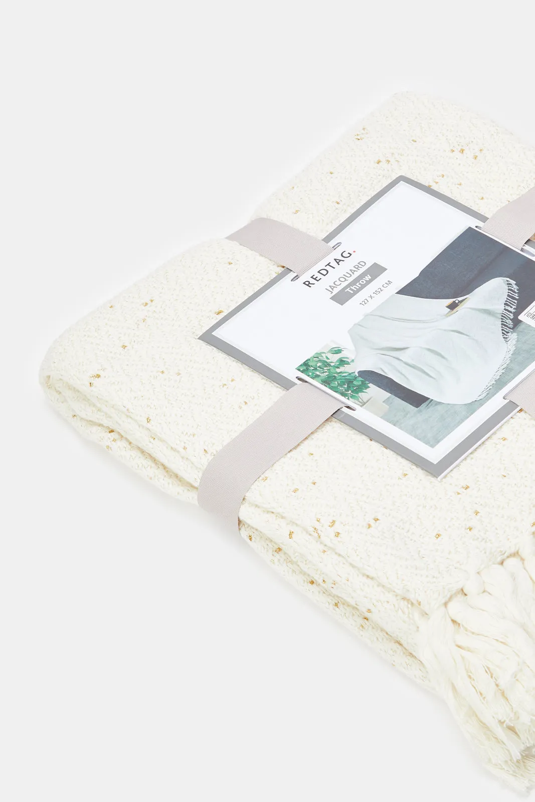 Ivory Woven Throw With Tassels