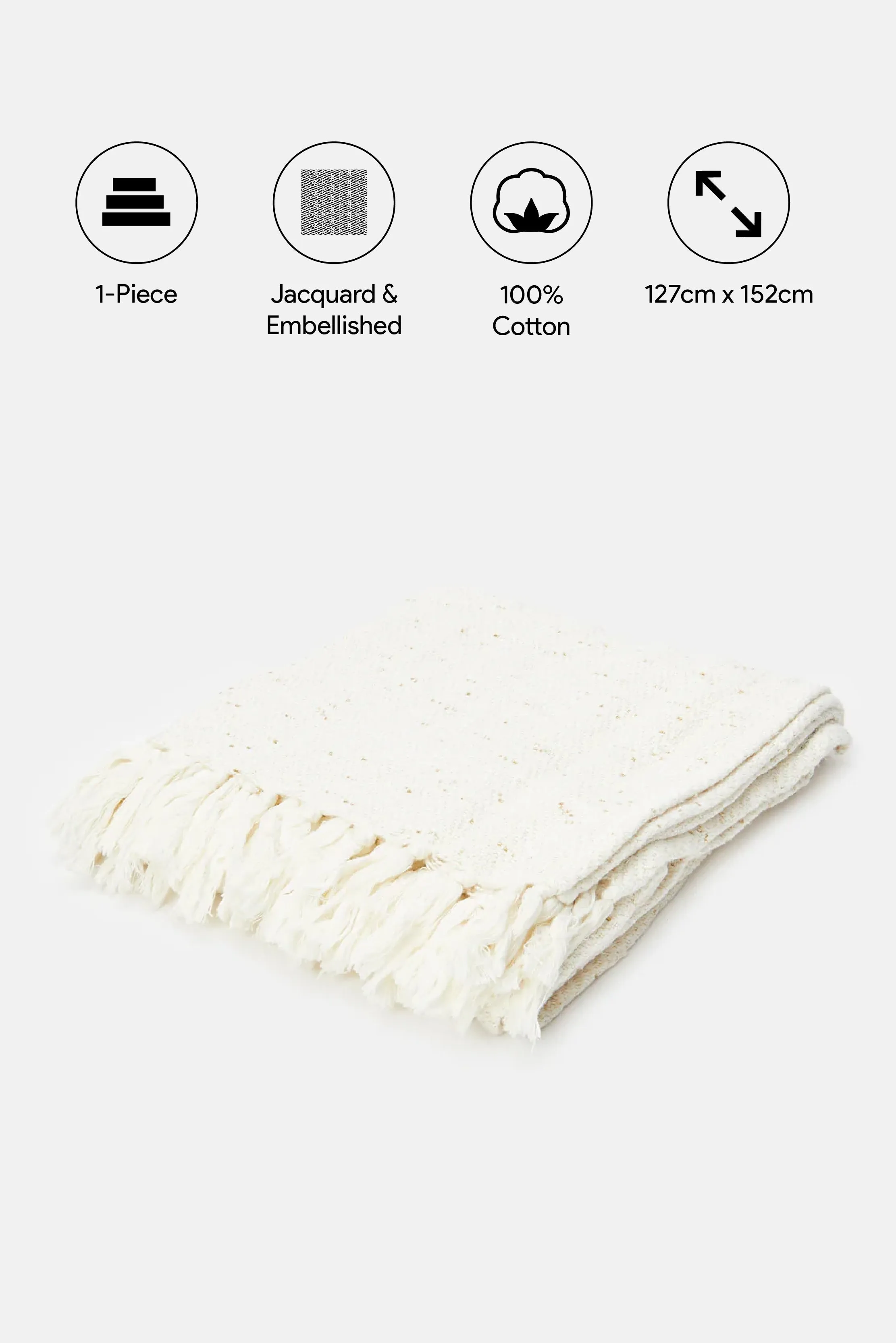 Ivory Woven Throw With Tassels