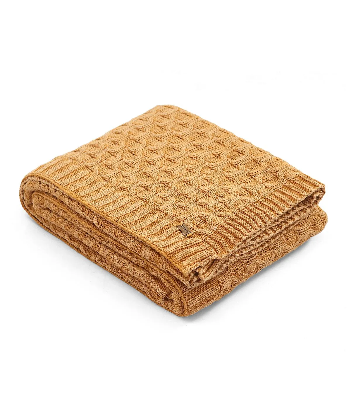 Kelly Knit Cotton Knitted All Season AC Throw Blanket (Mustard)