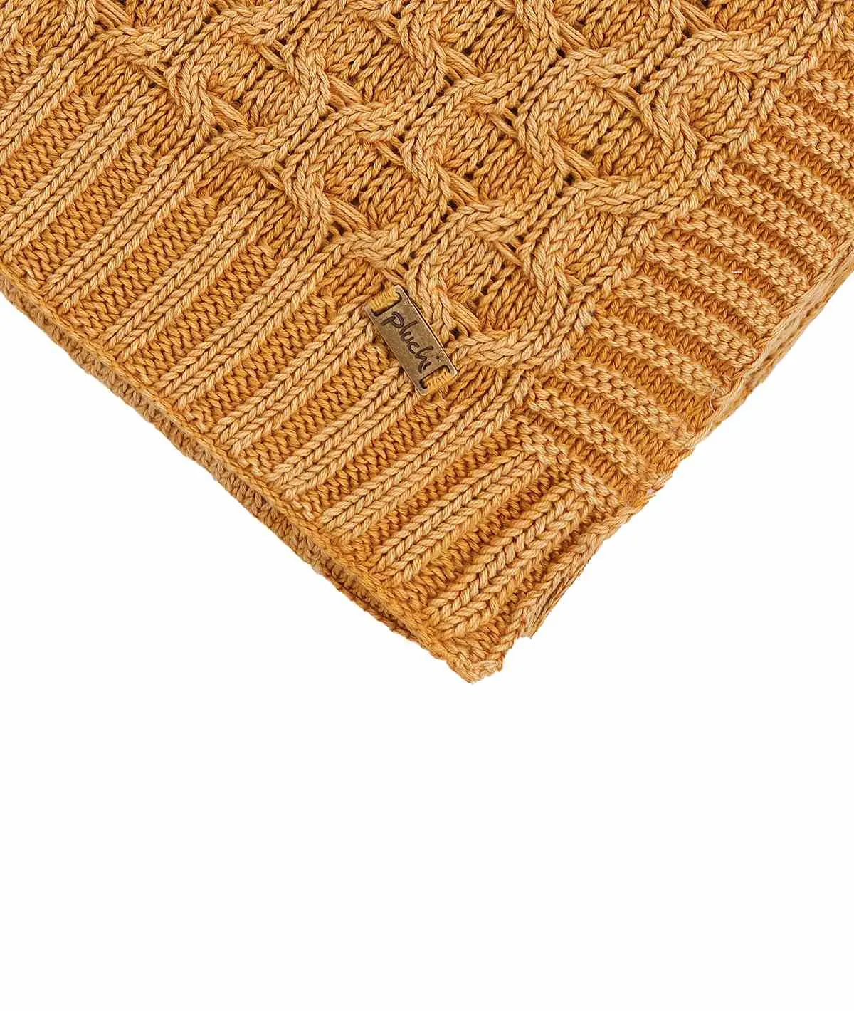 Kelly Knit Cotton Knitted All Season AC Throw Blanket (Mustard)