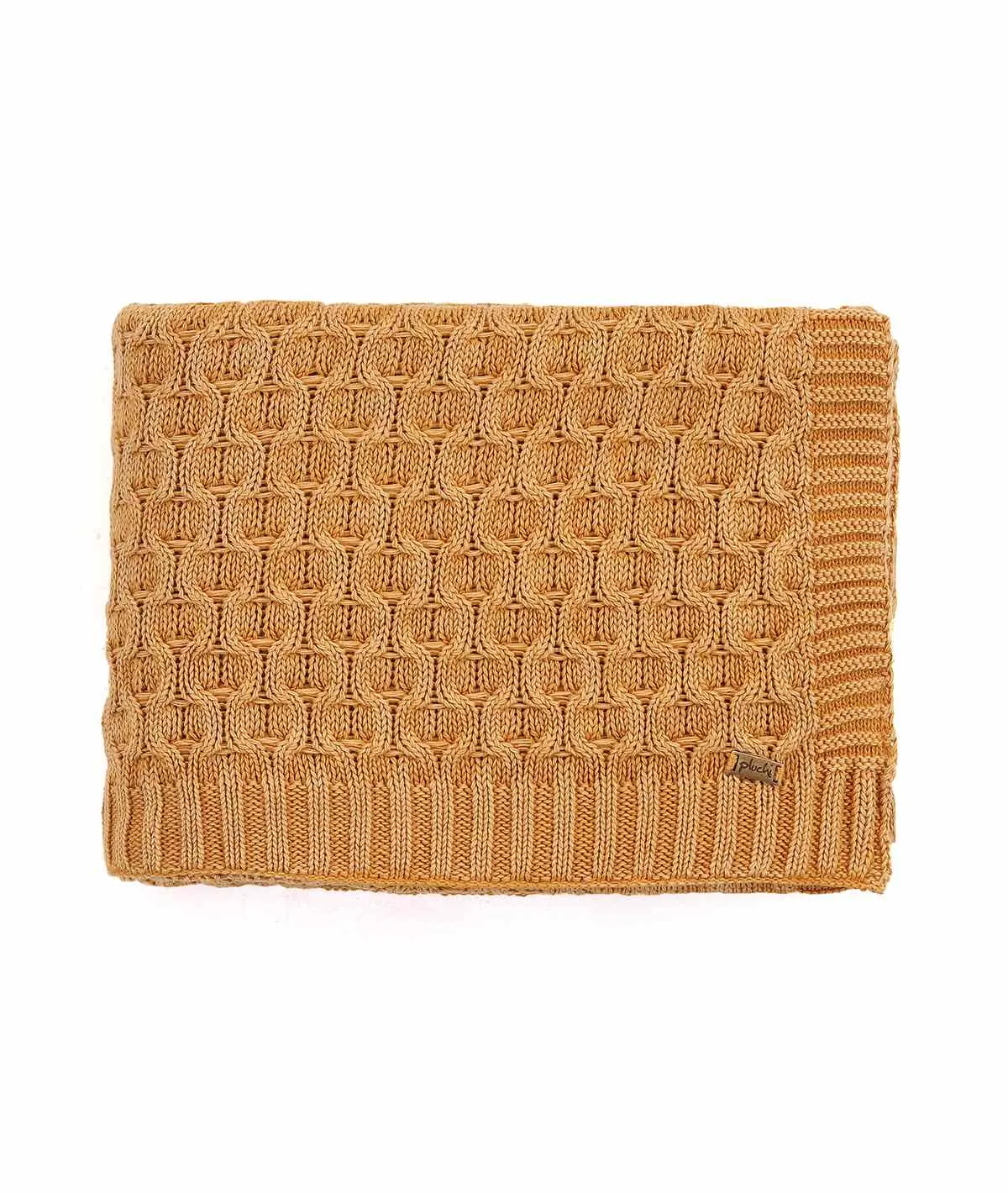 Kelly Knit Cotton Knitted All Season AC Throw Blanket (Mustard)