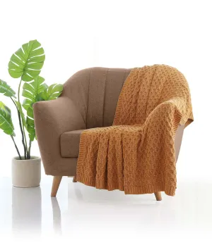 Kelly Knit Cotton Knitted All Season AC Throw Blanket (Mustard)