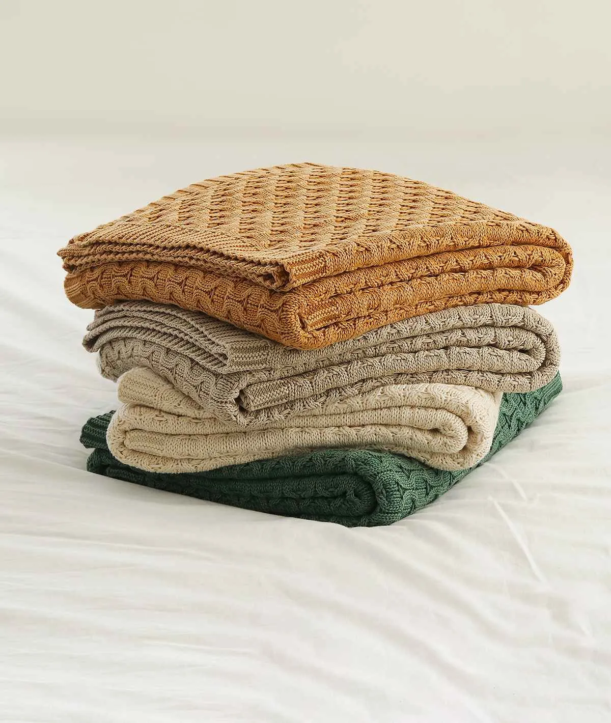 Kelly Knit Cotton Knitted All Season AC Throw Blanket (Mustard)