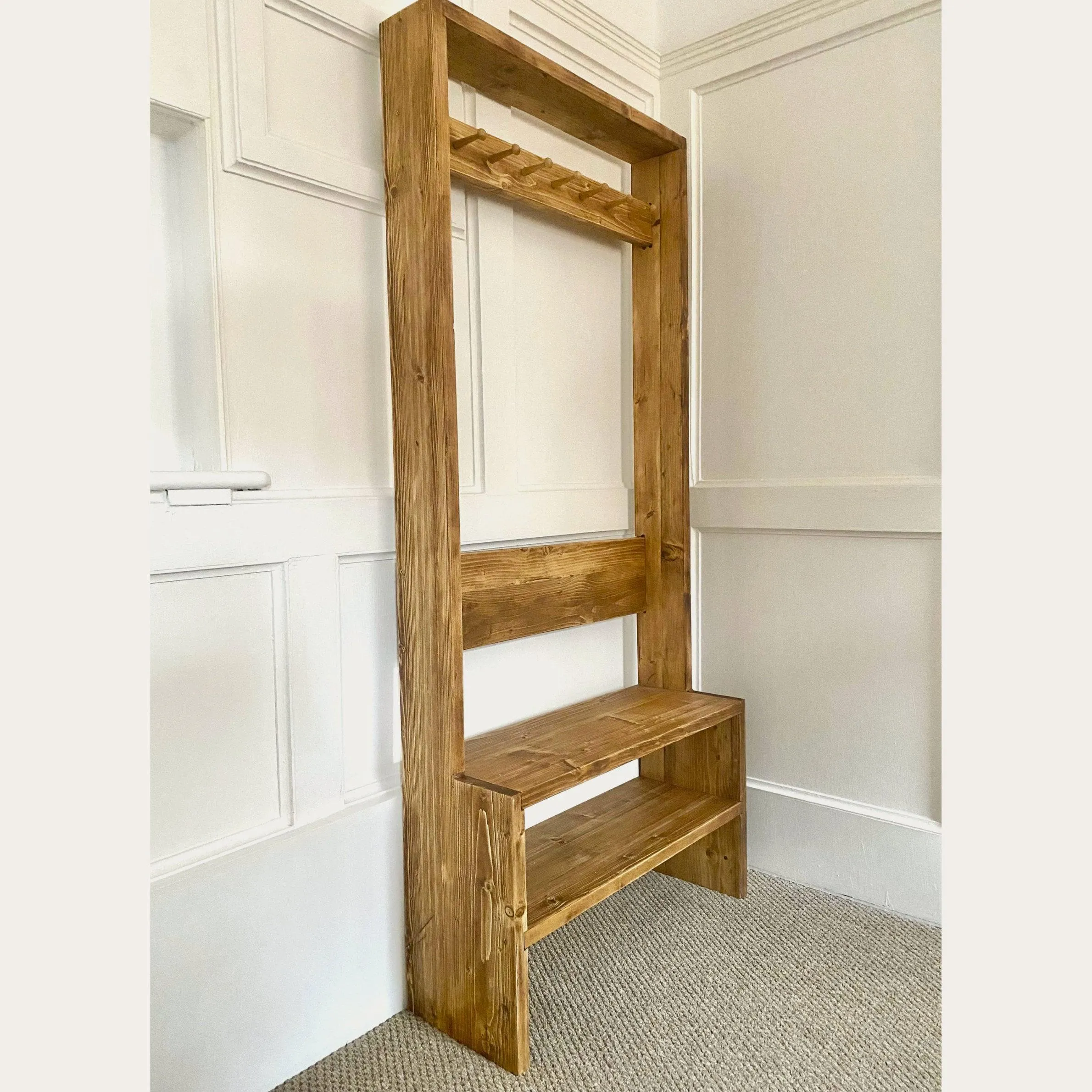 KIRB: Reclaimed Wood Hallway Storage Unit Coat Rack