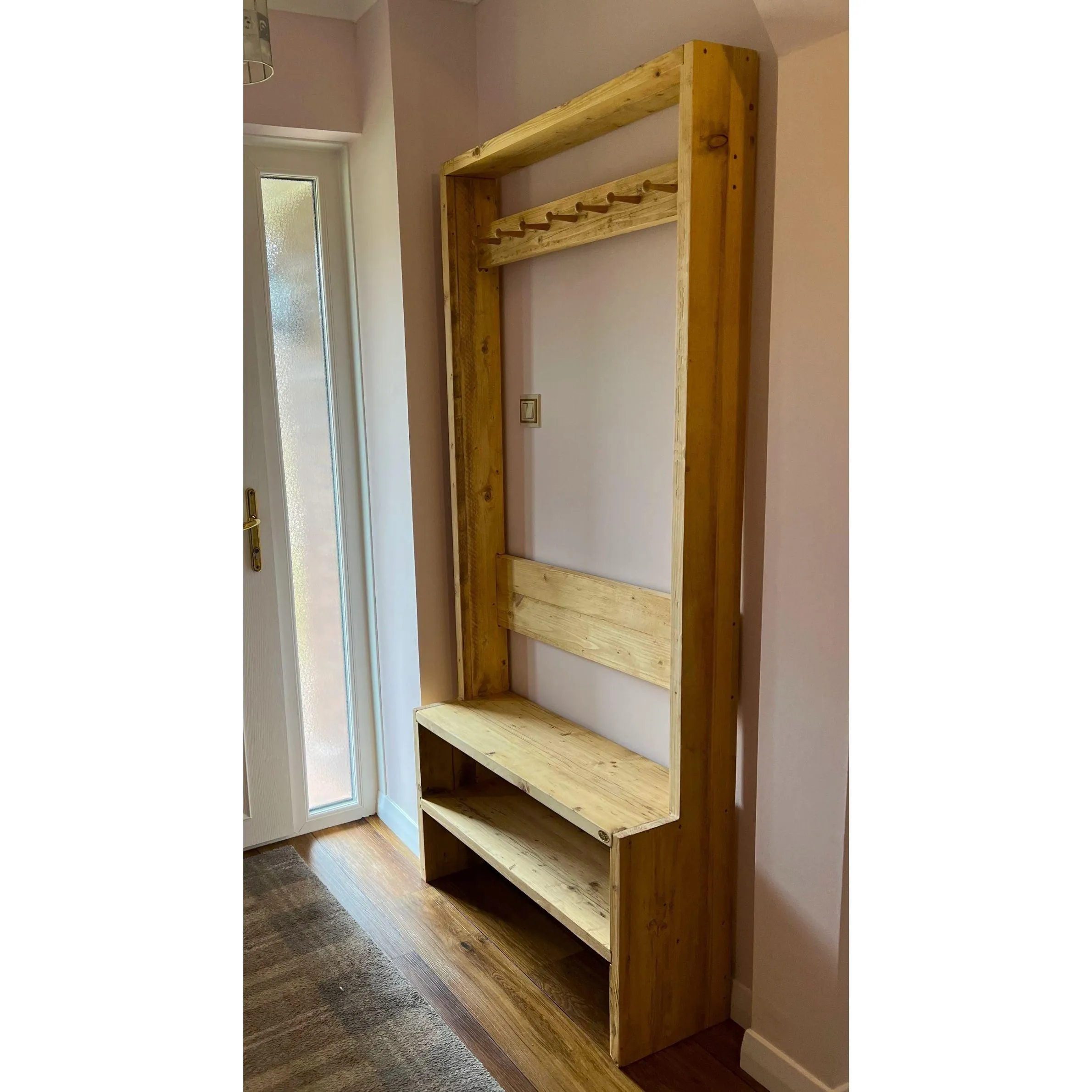 KIRB: Reclaimed Wood Hallway Storage Unit Coat Rack