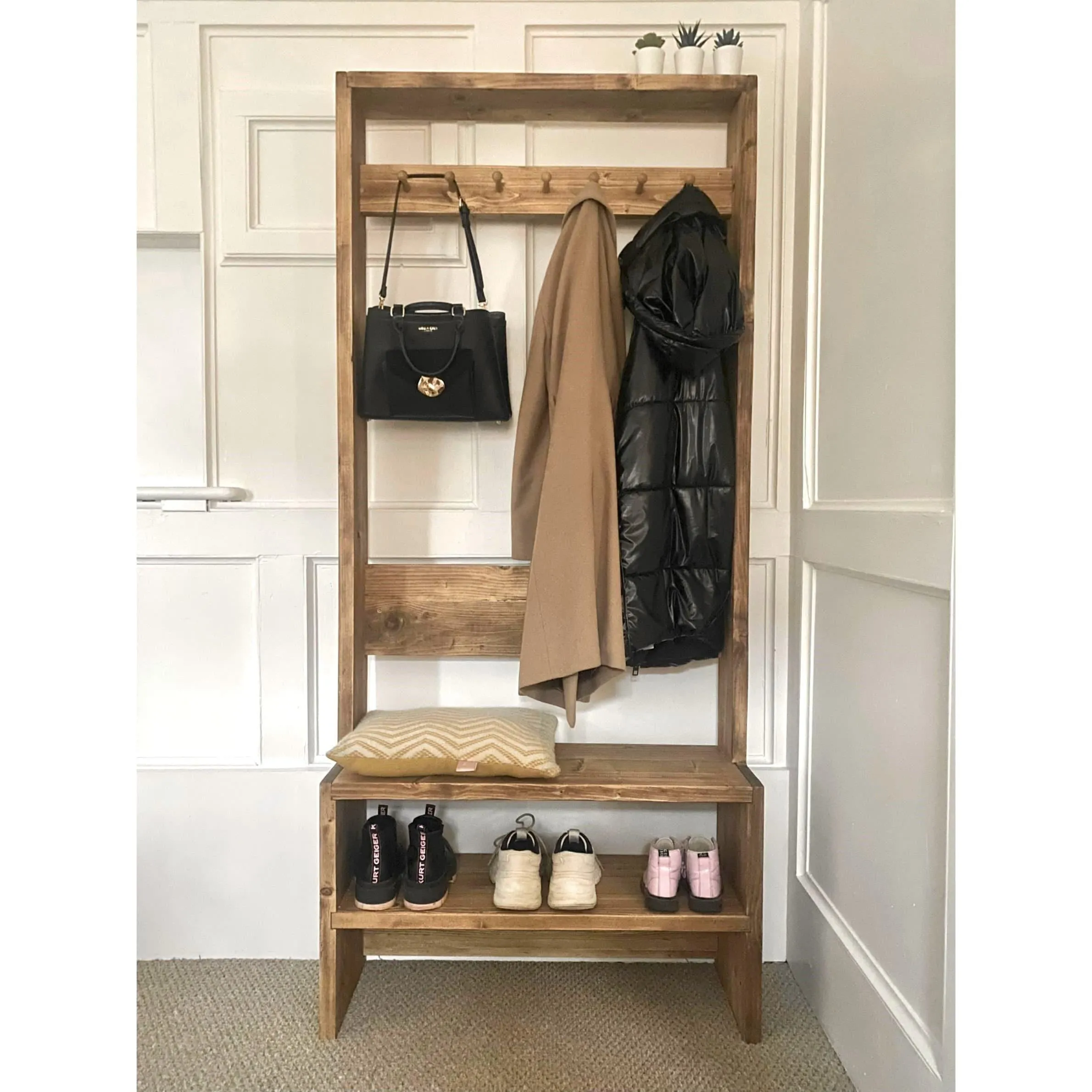 KIRB: Reclaimed Wood Hallway Storage Unit Coat Rack