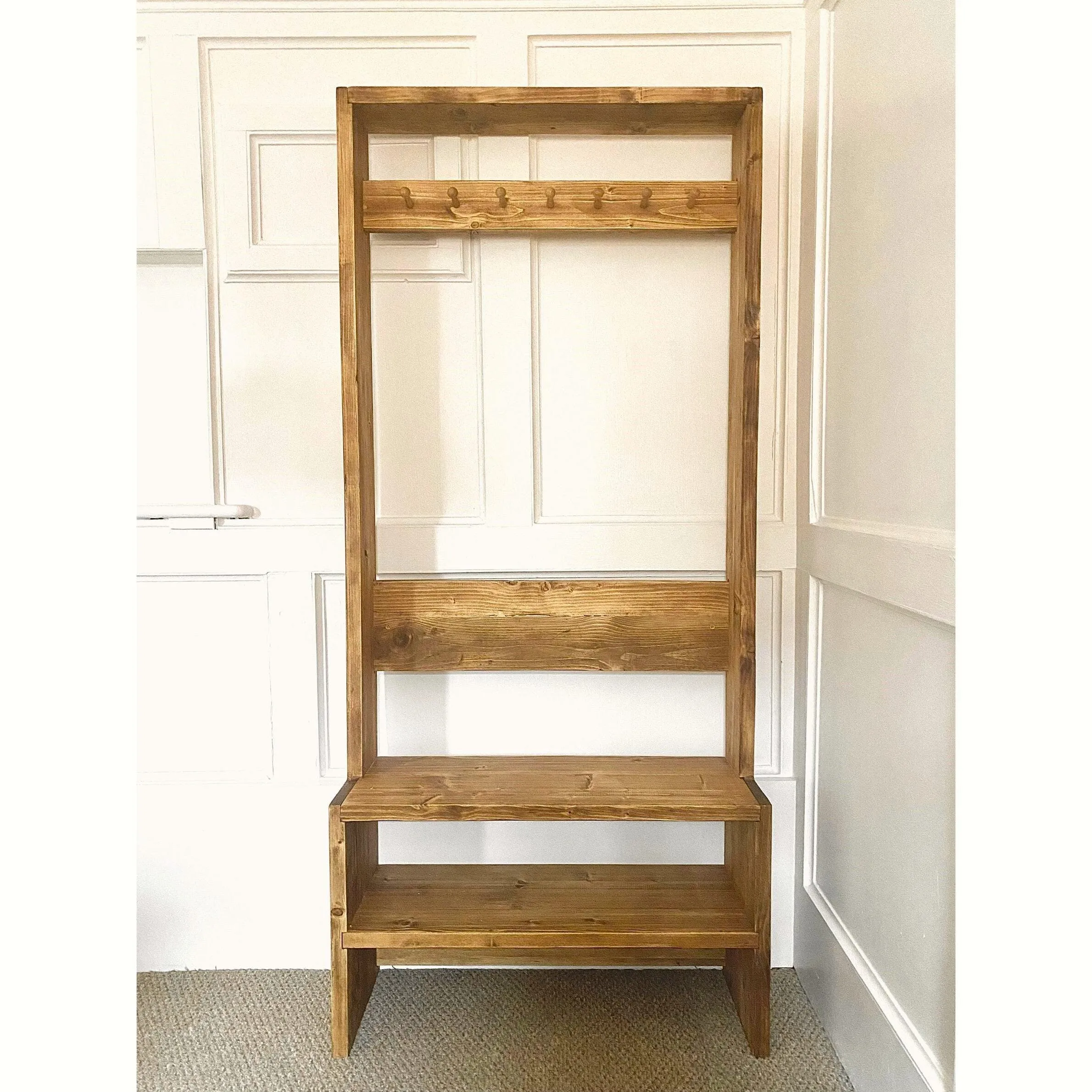 KIRB: Reclaimed Wood Hallway Storage Unit Coat Rack