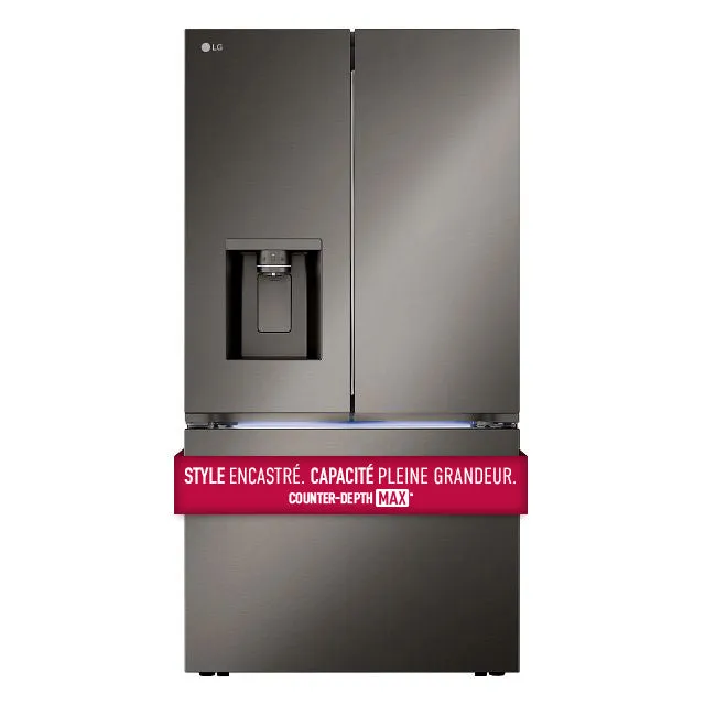 LG 26 cu. ft. Smart Counter-Depth MAX™ Black Stainless Steel French Door Refrigerator with Four Types of Ice - LRYXC2606D